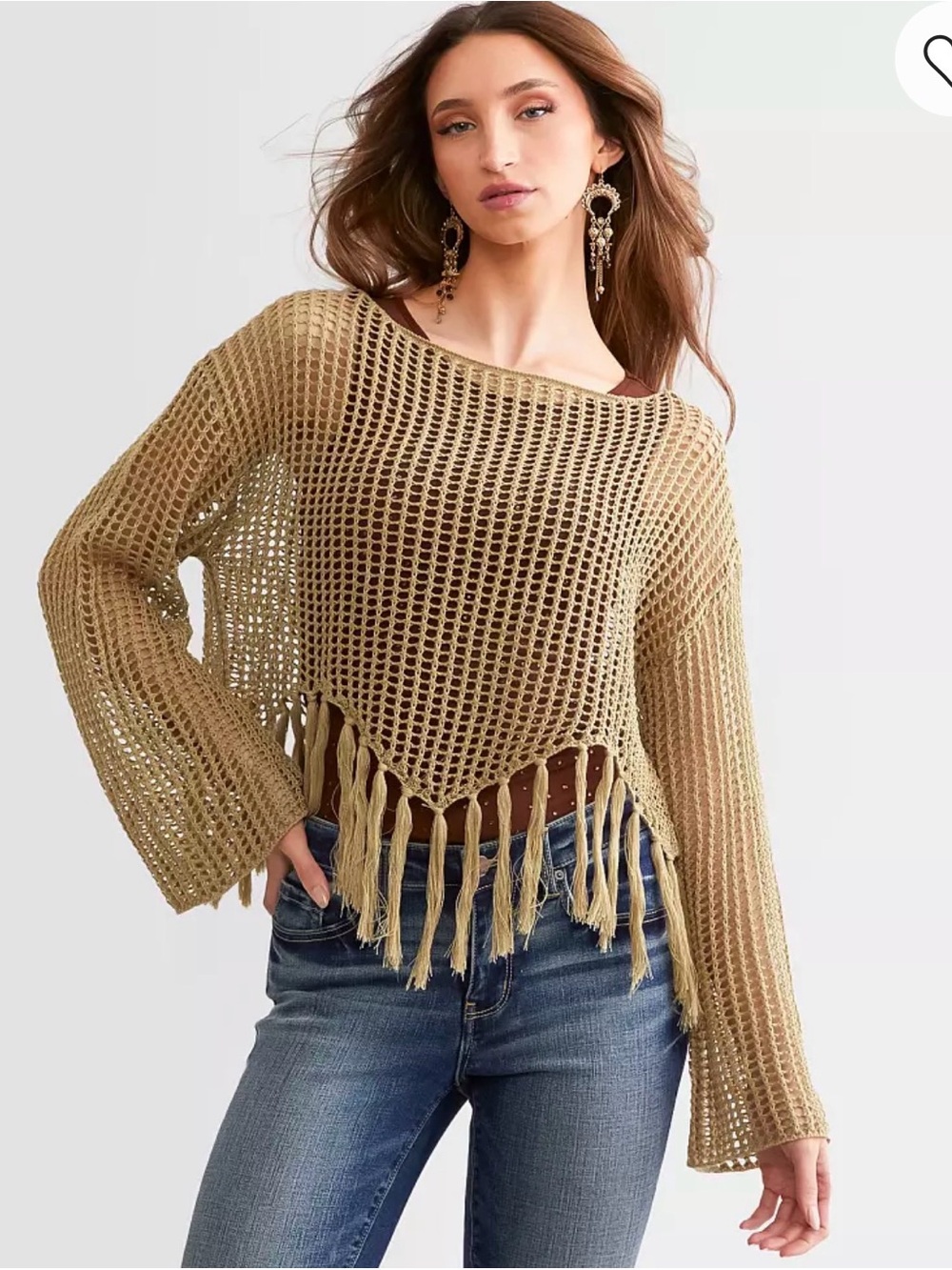 NWOT Daytrip Fringe Handkerchief Hem Sweater